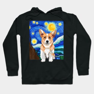 Corgi Dog Lover Starry Night Dog Corgi van gogh Hoodie